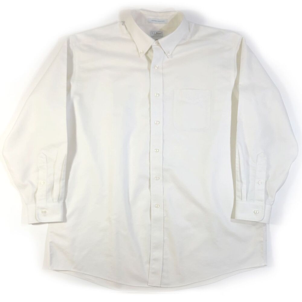 LL Bean Men's Cream Button Down 17.5 Wrinkle Resistant Shirt